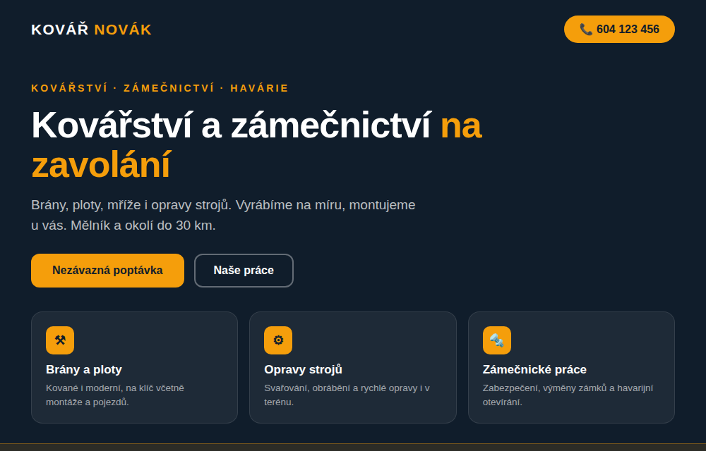 Náhled šablony Řemeslník a služby